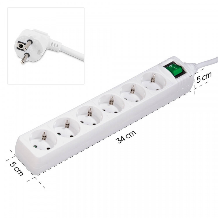 Hama Power Strip 6-way Switch White 3.0m Hama Power Strip 6-way Switch White 3.0m