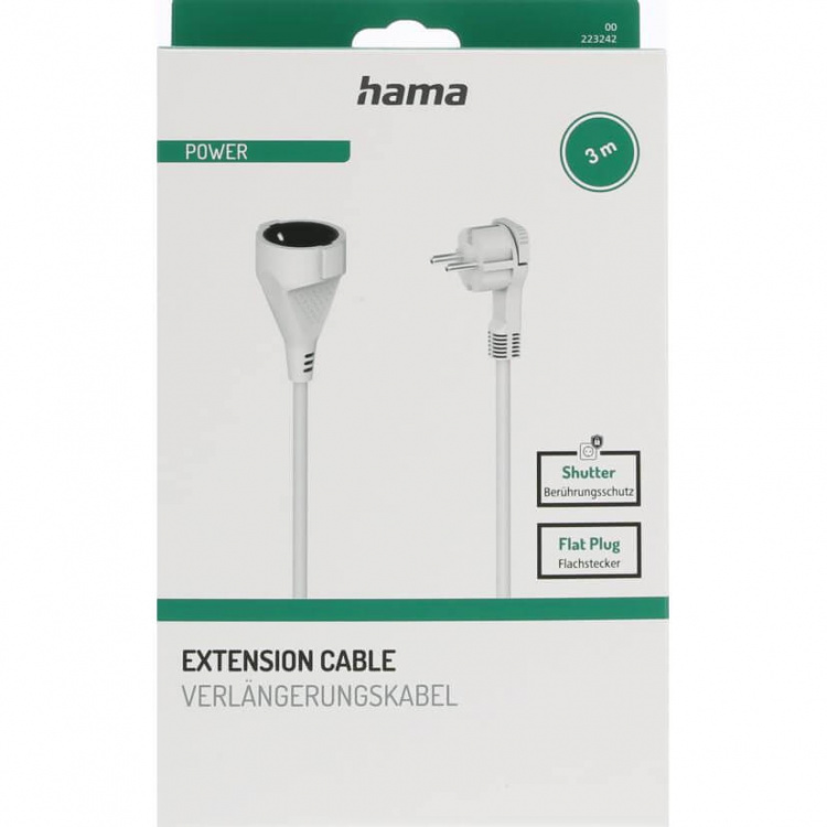 Hama Extension Cable Grounded Indoor White 3.0m Hama Extension Cable Grounded Indoor White 3.0m