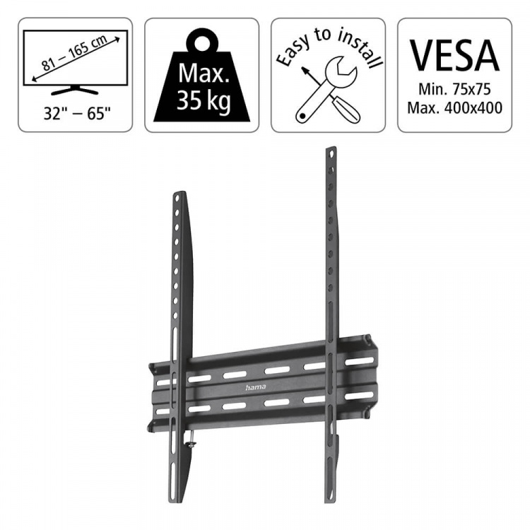 Hama TV Wall Bracket Fixed VESA up to 400x400 65 Hama TV Wall Bracket Fixed VESA up to 400x400 65