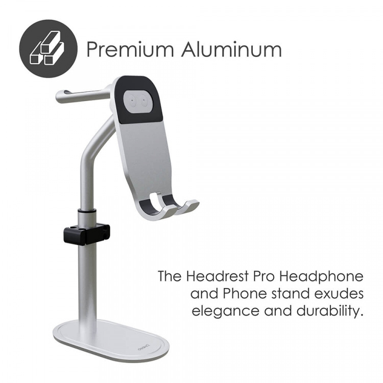 Desire2 Headphone Stand and Cell Phone Holder Silver