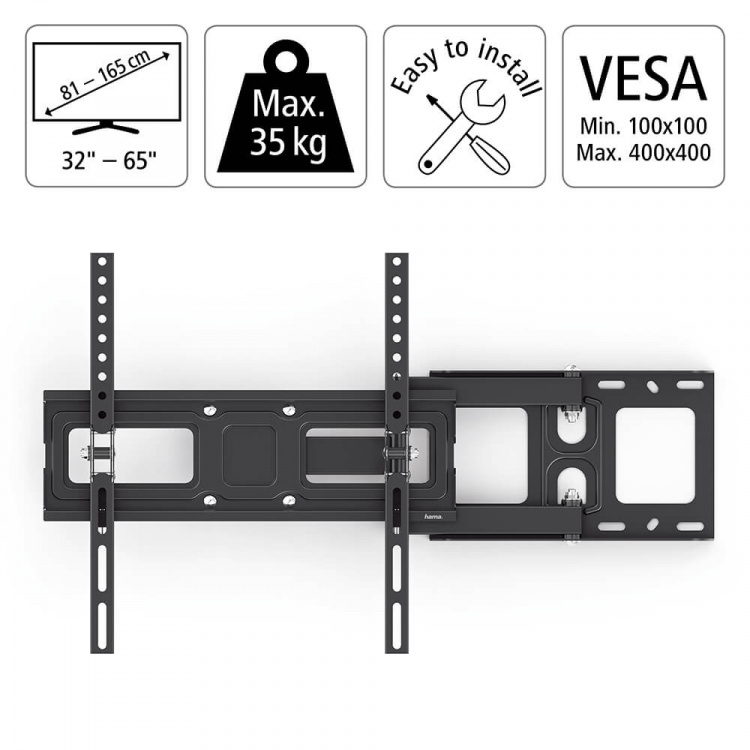Hama TV Wall Bracket Full Motion VESA up to 400x400 65 Hama TV Wall Bracket Full Motion VESA up to 400x400 65