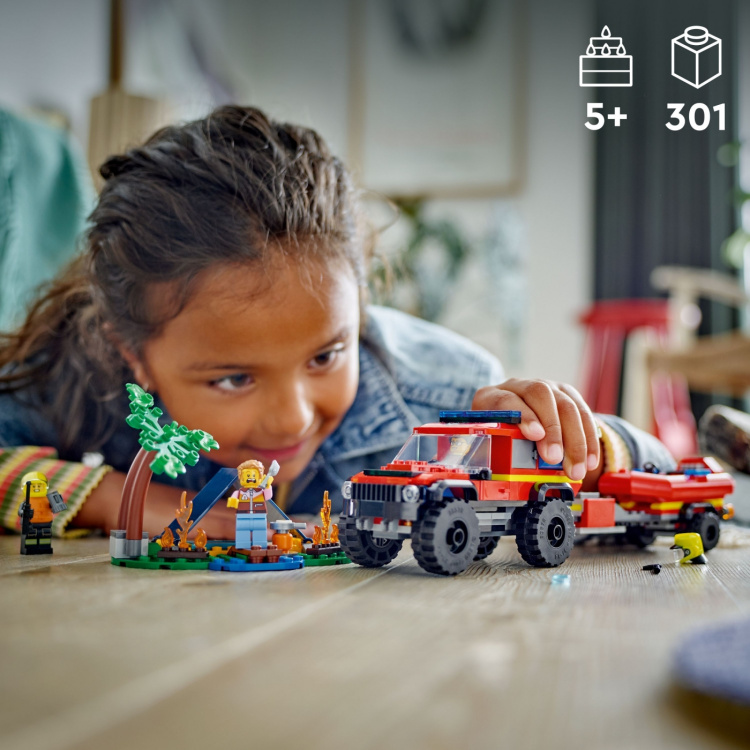 LEGO City Fire 60412 - 4x4 Fire Truck with Rescue Boat