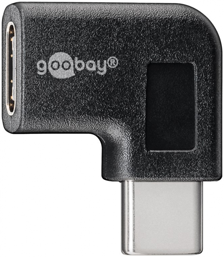 Goobay Adapter USB-C™ till USB-C™ 90°, svart USB-C™ uttag > USB-C™ plugg Goobay Adapter USB-C™ till USB-C™ 90°, svart USB-C™ uttag > USB-C™ plugg