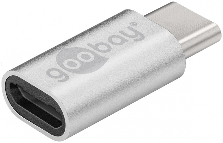 Goobay Adapter USB-C™ till USB 2.0 Micro-B, silver USB-C™ plugg > USB 2,0 mikro uttag (typ B)