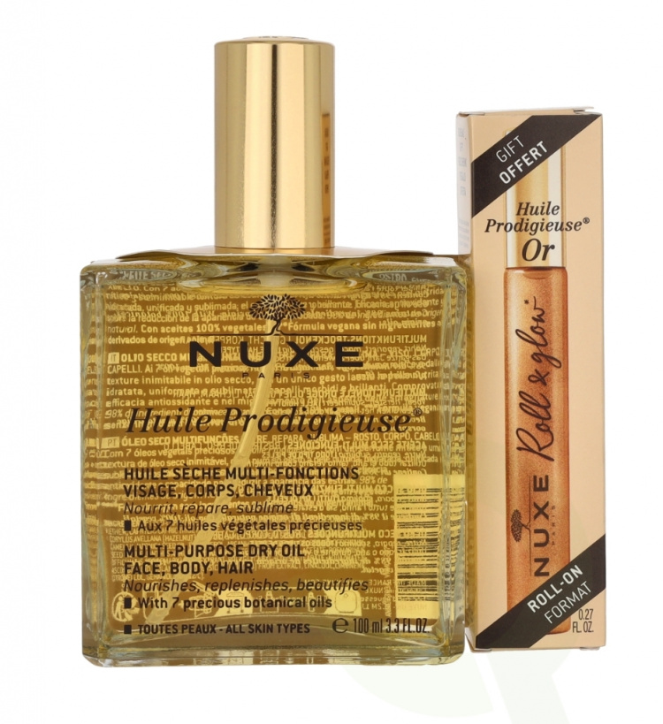 Nuxe Prodigieux Multi-Purpose Dry Oil Set 108 ml Multi-Purpose Dry Oil Oil 100ml/Multi-Purpose Dry Oil Roll-On 8ml