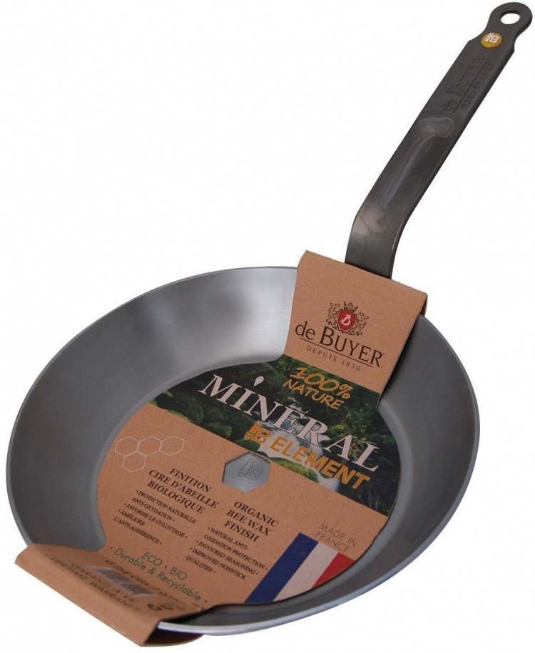 De Buyer Mineral B Element -stekpanna, kolstål, 24 cm