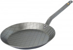 De Buyer Mineral B Element-stekpanna med räfflat mönster, tillverkad av kolstål, 28 cm