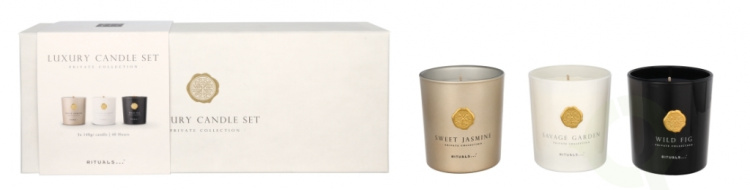 Rituals Private Collection Scented Mini Candles Set - Black 420 g Wild Fig Scented Candle 140gr/Sweet Jasmine Scented Candle 140gr/ Savage Garden Scented Candle 140gr