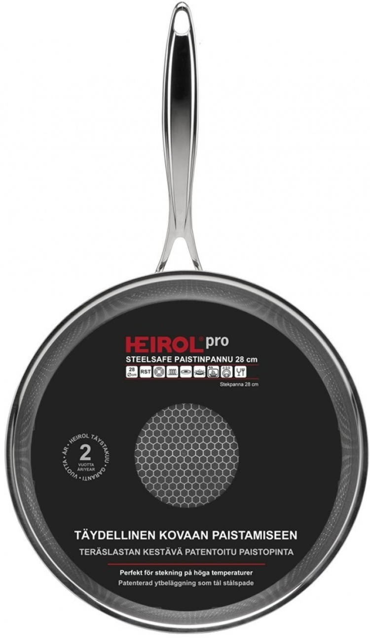 Heirol Pro Steelsafe -stekpanna, rostfritt stål + non-stick-beläggning, 28 cm