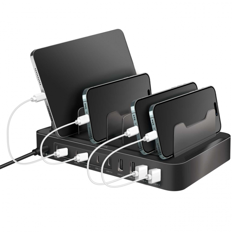 LogiLink Laddstation 10 portar 6st USB-C + 4st USB-A PD/QC3.0 120W