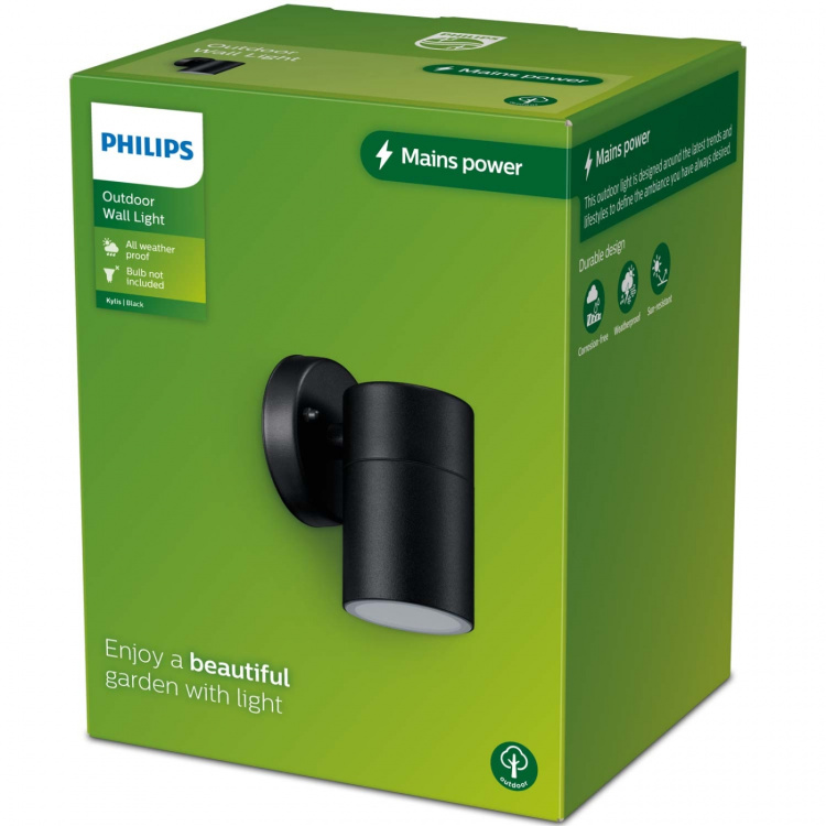 Philips Kylis Väggarmatur Downlight (GU10-sockel) IP44 Rostfritt stål Svart