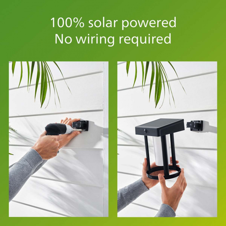 Philips Fyve Vägglampa Vinklad Solcell Ultra Efficient LED 200lm Svart Philips Fyve Vägglampa Vinklad Solcell Ultra Efficient LED 200lm Svart