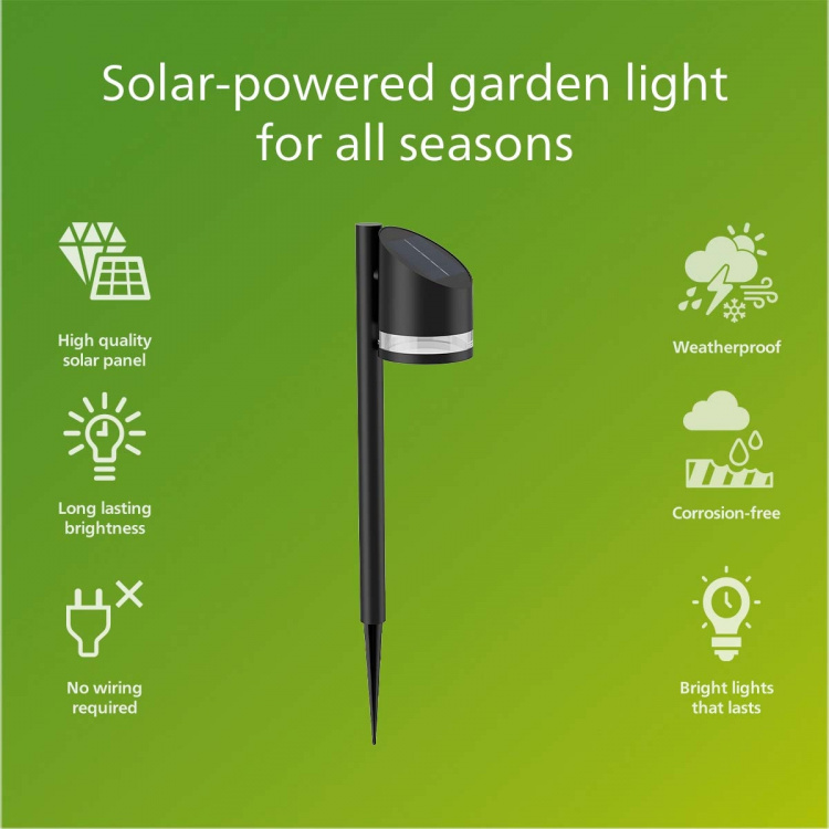 Philips Fyve Trädgårdslampa Vinklad Solcell Ultra Efficient LED 200lm Svart Philips Fyve Trädgårdslampa Vinklad Solcell Ultra Efficient LED 200lm Svart