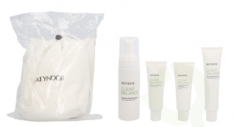 Skeyndor Clear Balance Oily Skins Pack 325 ml Pure Cleansing Foam 150ml/2xPure Defence Gel 50ml/Pore Normalising Factor 75ml