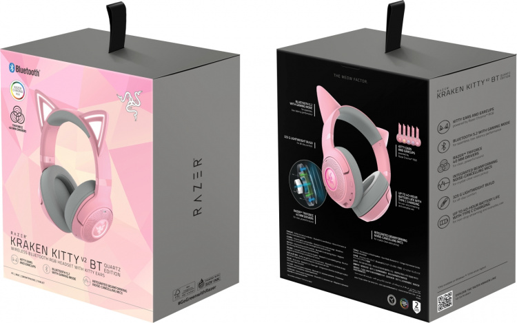 Razer Kraken Kitty V2 Bluetooth Gaming Headset, Rosa