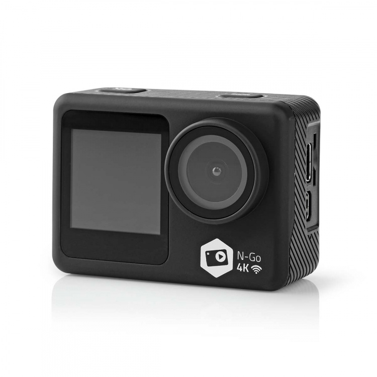 Nedis Action Cam | Dual Screen | 4K@30fps | 16 MPixel | Waterproof up to: 30.0 m | 90 min | Wi-Fi | App available for: Android™ / IOS | Mounts included | Black Nedis Action Cam | Dual Screen | 4K@30fps | 16 MPixel | Waterproof up to: 30.0 m | 90 min | Wi-Fi | App available for: Android™ / IOS | Mounts included | Black