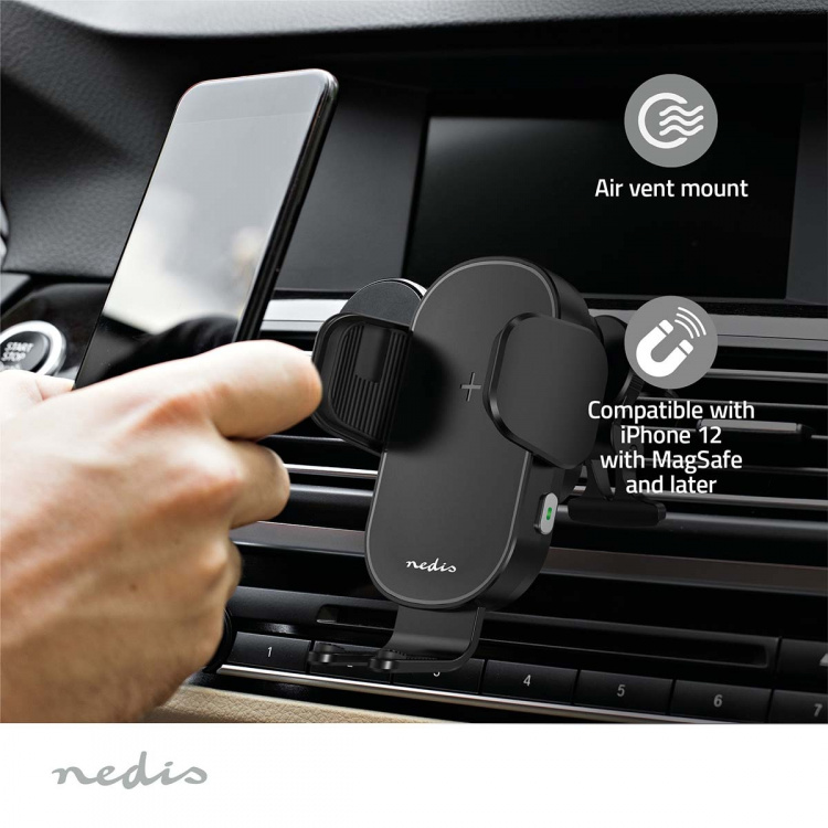 Nedis Wireless Car Charger | 7.5 / 10 / 15 W | 1.5 / 1.67 / 2 A | 1.00 m | FOD / Over Current / Over Voltage / Overheat Protection | USB Type-C™ | Including cable Nedis Wireless Car Charger | 7.5 / 10 / 15 W | 1.5 / 1.67 / 2 A | 1.00 m | FOD / Over Current / Over Voltage / Overheat Protection | USB Type-C™ | Including cable