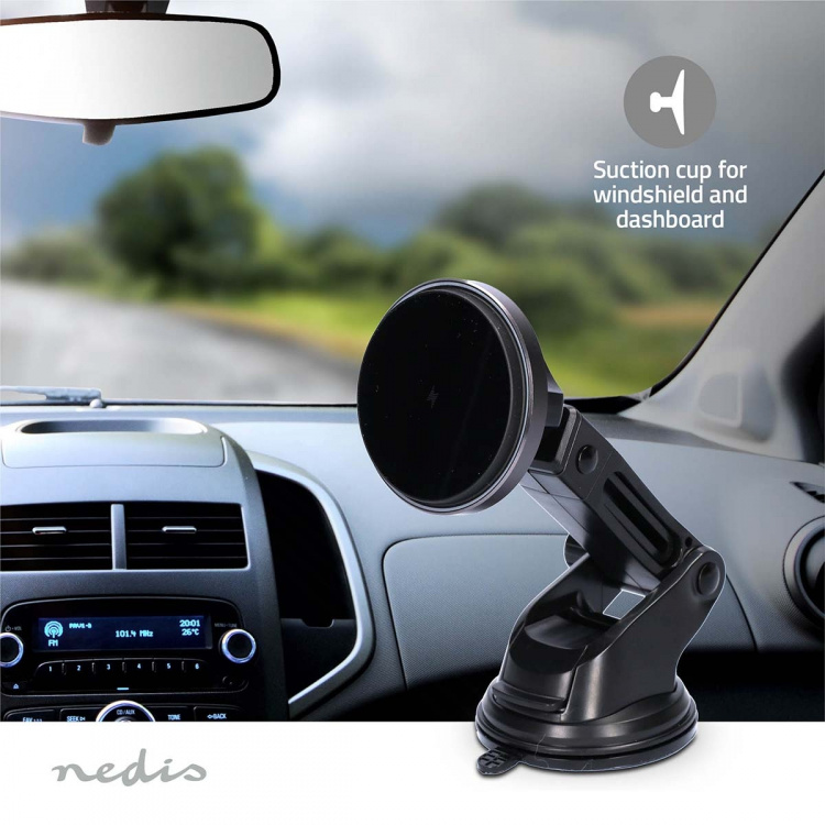 Nedis Wireless Car Charger | 7.5 / 10 / 15 W | 1.5 / 1.67 / 2 A | 1.00 m | FOD / Over Current / Over Voltage / Overheat Protection | USB Type-C™ | Including cable