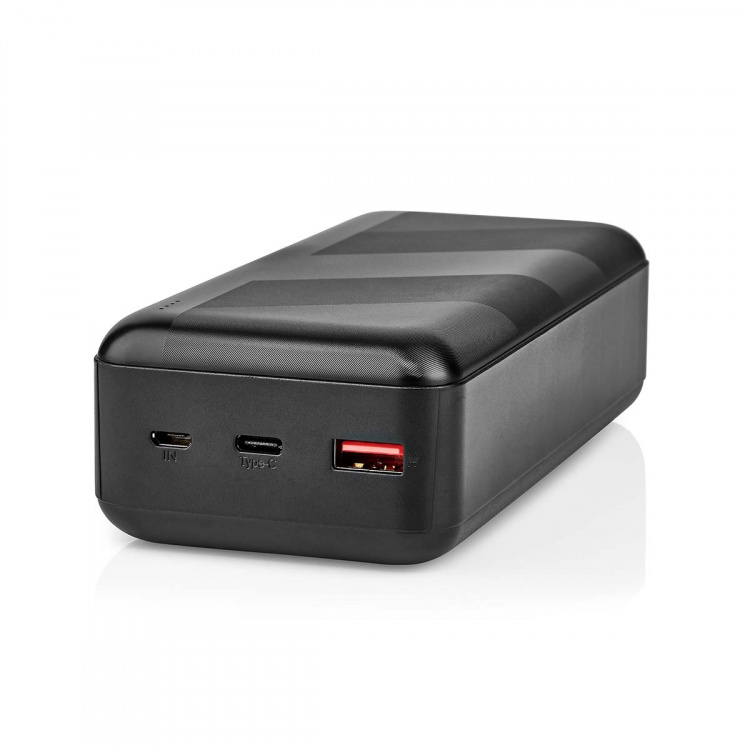 Nedis Powerbank | 30000 mAh | 1.5 / 2.0 / 3.0 A | Number of outputs: 2 | Output connection: 1x USB-A / 1x USB-C™ | Input connection: 1x Micro USB / 1x USB-C™ | PD3.0 20W | Lithium-Polymer