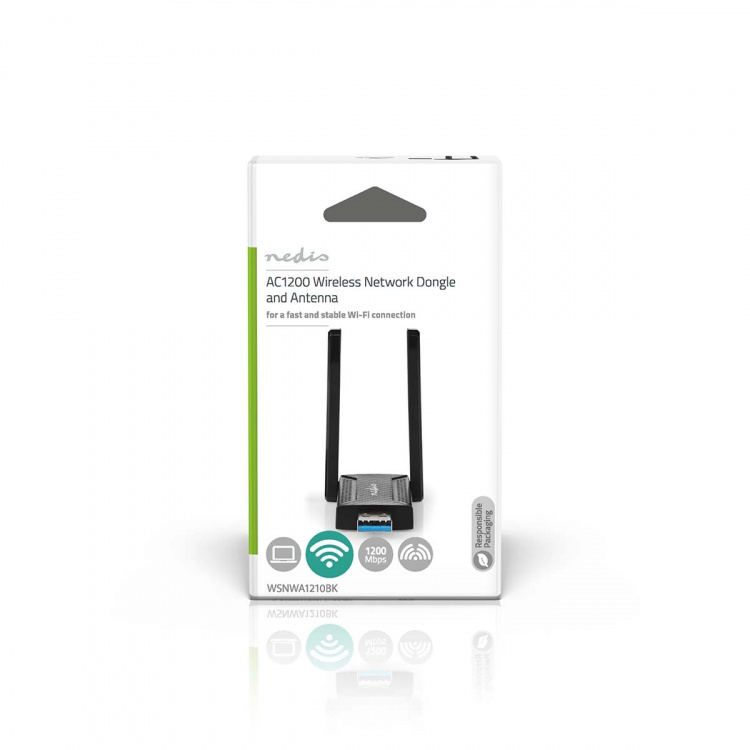 Nedis Network Dongle | Wi-Fi | AC1200 | 2.4/5 GHz (Dual Band) | USB3.0 | Wi-Fi speed total: 1200 Mbps | Windows 10 / Windows 11 / Windows 8 Nedis Network Dongle | Wi-Fi | AC1200 | 2.4/5 GHz (Dual Band) | USB3.0 | Wi-Fi speed total: 1200 Mbps | Windows 10 / Windows 11 / Windows 8