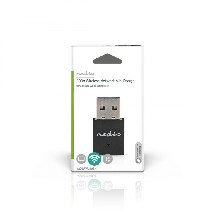 Nedis Network Dongle | Wi-Fi | N300 | 2.4 GHz | USB2.0 | Wi-Fi speed total: 300 Mbps | Windows 10 / Windows 11 / Windows 8