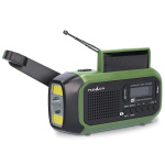 Nedis Emergency Radio | Portable Design | DAB+ / FM | Battery Powered / Hand Crank / Solar Powered / USB Powered | Alarm clock | Black / Green