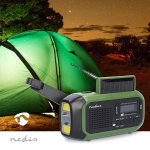 Nedis Emergency Radio | Portable Design | DAB+ / FM | Battery Powered / Hand Crank / Solar Powered / USB Powered | Alarm clock | Black / Green
