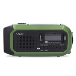 Nedis Emergency Radio | Portable Design | DAB+ / FM | Battery Powered / Hand Crank / Solar Powered / USB Powered | Alarm clock | Black / Green