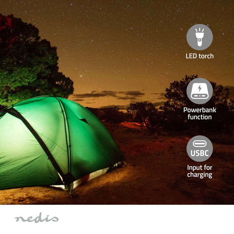 Nedis Emergency Radio | Portable Design | DAB+ / FM | Battery Powered / Hand Crank / Solar Powered / USB Powered | Alarm clock | Black / Green