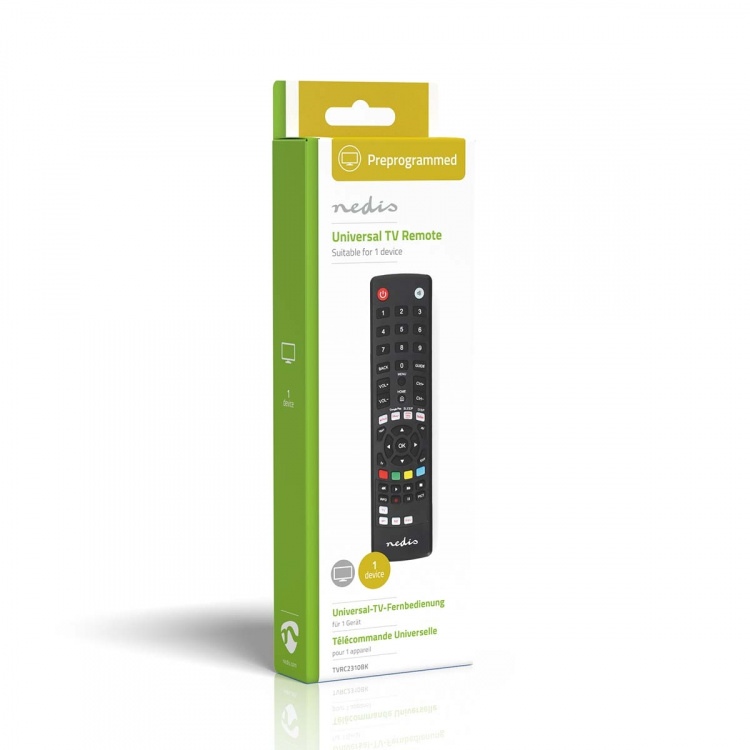 Nedis Universal Remote Control | Preprogrammed | 1 Device | Amazon Prime / Disney + Button / Google Play Button / Netflix Button / Youtube Button | Infrared | Black