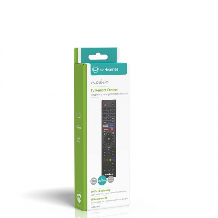 Nedis Replacement Remote Control | Suitable for: Hi-Sense | Preprogrammed | 1 Device | Amazon Prime / Disney + Button / Netflix Button / Rakuten TV Button | Infrared | Black Nedis Replacement Remote Control | Suitable for: Hi-Sense | Preprogrammed | 1 Device | Amazon Prime / Disney + Button / Netflix Button / Rakuten TV Button | Infrared | Black