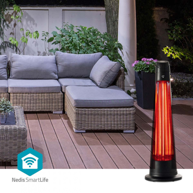 Nedis SmartLife Patio Heater | Wi-Fi | 1200 W | 2 Heat Settings | Oscillation | Fall over protection | IP24 | Black