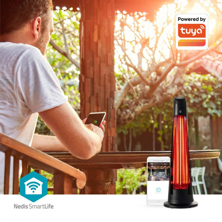 Nedis SmartLife Patio Heater | Wi-Fi | 1200 W | 2 Heat Settings | Oscillation | Fall over protection | IP24 | Black