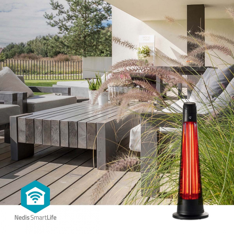Nedis SmartLife Patio Heater | Wi-Fi | 1200 W | 2 Heat Settings | Oscillation | Fall over protection | IP24 | Black