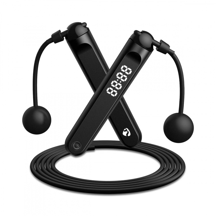 Nedis SmartLife Skipping Rope | Bluetooth® | Dual Hall sensor | LED | Cordless Balls / Drawstring Bag | Black