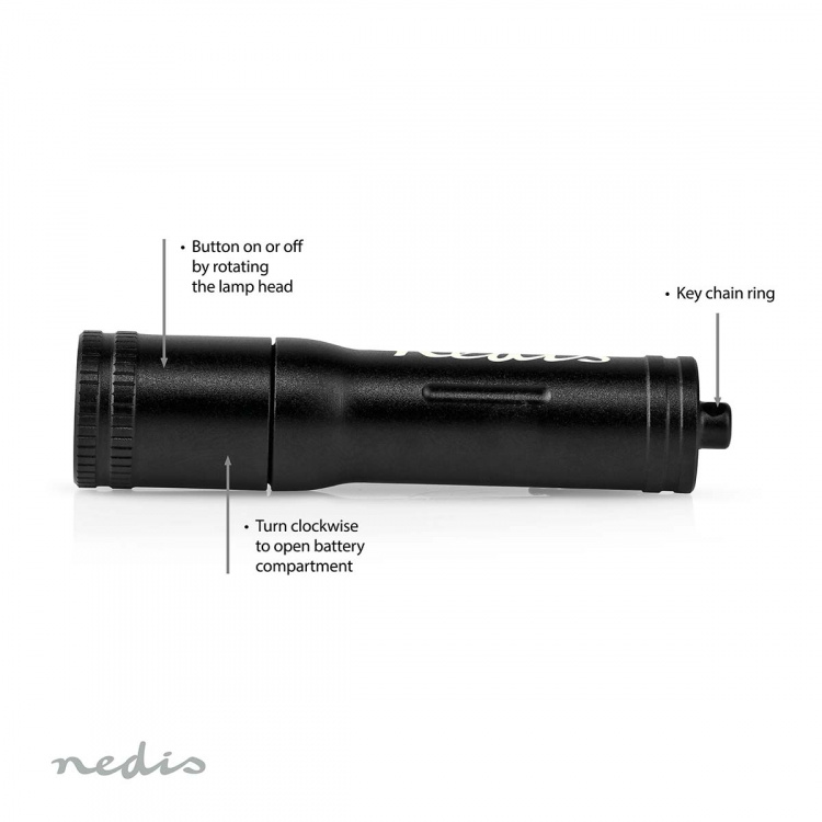 Nedis LED Torch | Battery Powered | 1.5 V DC | 3 W | 1x AAA/LR03 | Rated luminous flux: 100 lm | Light range: 35 m | Beam angle: 10 ° Nedis LED Torch | Battery Powered | 1.5 V DC | 3 W | 1x AAA/LR03 | Rated luminous flux: 100 lm | Light range: 35 m | Beam angle: 10 °
