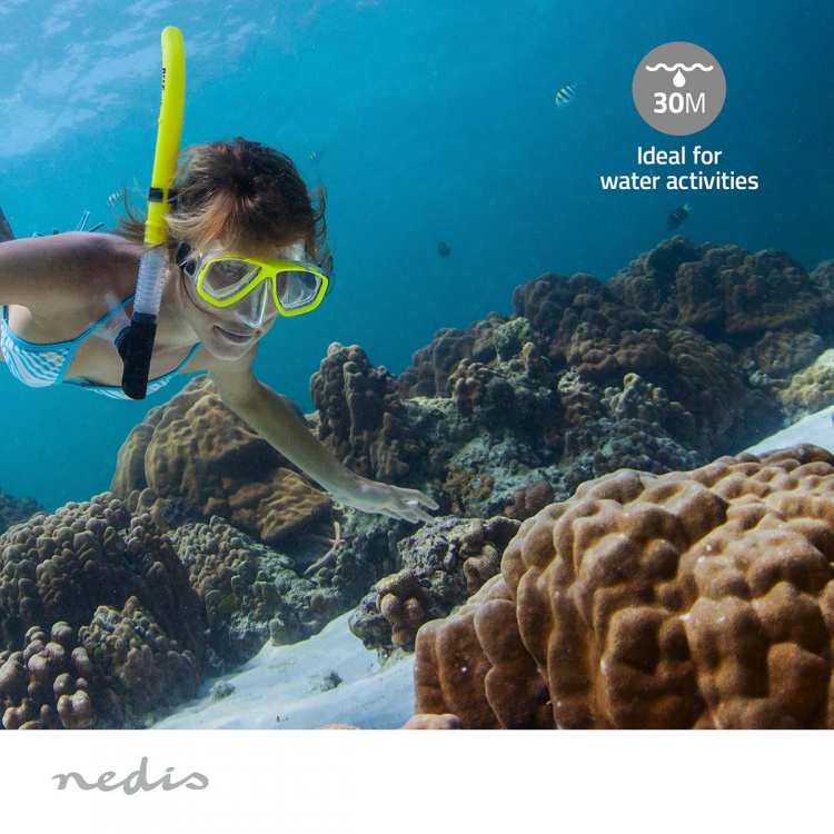 Nedis Action Cam | Dual Screen | 1080p@30fps | 12 MPixel | Waterproof up to: 30.0 m | 70 min | Wi-Fi | App available for: Android™ / IOS | Mounts included | Black