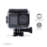 Nedis Action Cam | Dual Screen | 5K@30fps | 16 MPixel | Waterproof up to: 30.0 m | 80 min | Wi-Fi | App available for: Android™ / IOS | Mounts included | Black