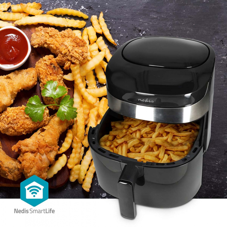 Nedis SmartLife Hot Air Fryer | Wi-Fi | 7,2 l | Timer: 60 min | Number of preset programs: 8 | Digital | Android™ / IOS | Black