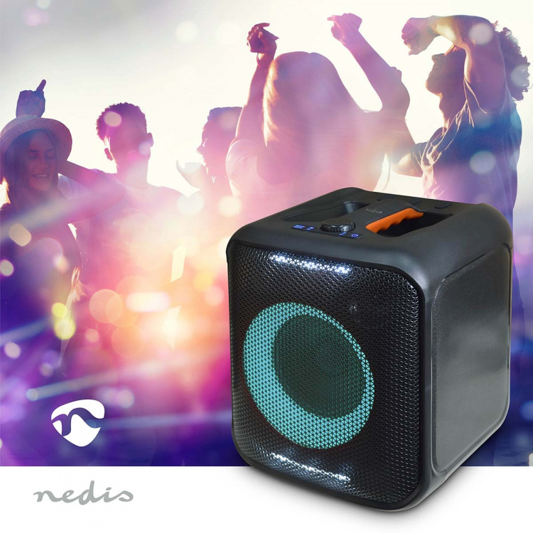 Nedis Bluetooth® Party Speaker | Battery play time: 5 hrs | 150 W | Carrying handle | Party lights | Linkable | Equalizer | Black / Orange