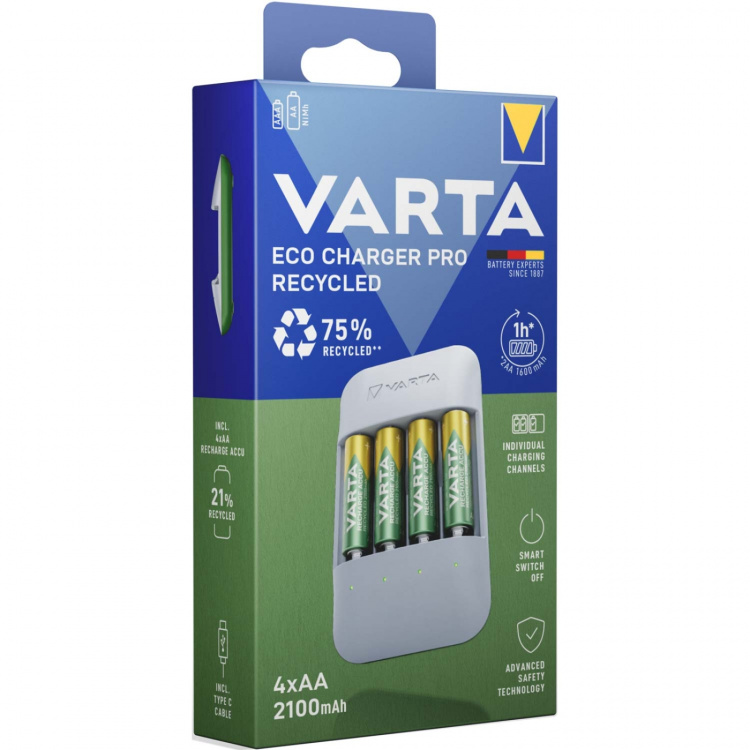 Varta Eco Charger Pro Recycled inkl. 4x AA 2100 mAh Varta Eco Charger Pro Recycled inkl. 4x AA 2100 mAh
