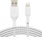 Belkin BOOST CHARGE™ Lightning - USB-A-kabel flätad, 0,15 m, vit Belkin BOOST CHARGE™ Lightning - USB-A-kabel flätad, 0,15 m, vit