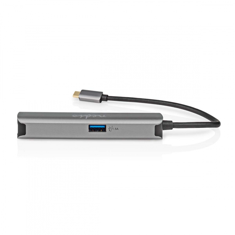 Nedis USB Multi-Port Adapter | 4-in-1 | USB 3.2 Gen 1 | USB-C™ Male | HDMI™ Output / RJ45 Female / USB-A Female / USB-C™ Female | 5 Gbps | 0.20 m | Round | Gold Plated | PVC | Anthracite | Box