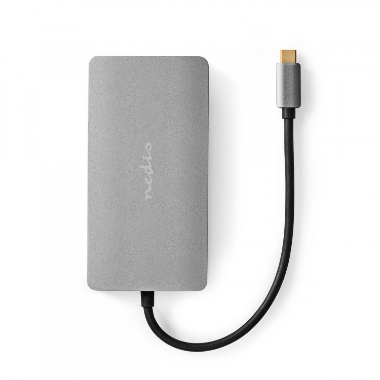 Nedis USB Multi-Port Adapter | 7-in-1 | USB 3.2 Gen 1 | USB-C™ Male | Micro SD / RJ45 Female / SD / USB-C™ Female / 2x HDMI™ / 2x USB-A Female | 5 Gbps | 0.20 m | Round | Gold Plated | PVC | Anthracite | Box
