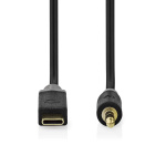 Nedis USB Adapter | USB 2.0 | USB-C™ Male | 3.5 mm Male | 1.00 m | Round | Gold Plated | PVC | Black | Box Nedis USB Adapter | USB 2.0 | USB-C™ Male | 3.5 mm Male | 1.00 m | Round | Gold Plated | PVC | Black | Box