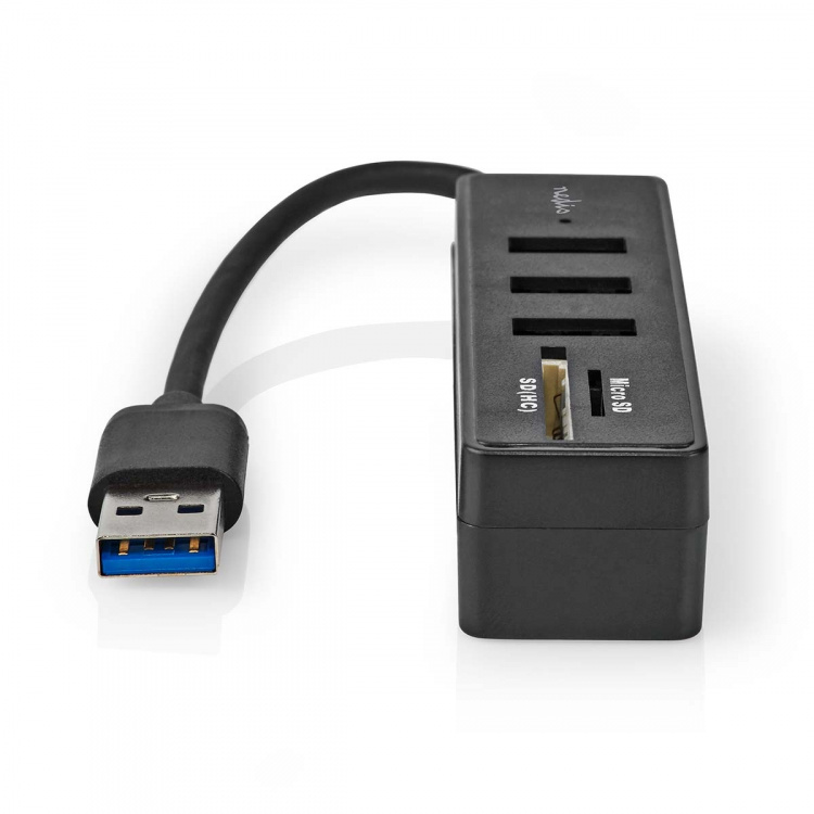 Nedis USB Hub | USB-A Male | 3x USB A Female | 5 port(s) | USB 3.2 Gen 1 | USB Powered | 5 Gbps | SD & MicroSD