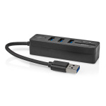 Nedis USB Hub | USB-A Male | 3x USB A Female | 5 port(s) | USB 3.2 Gen 1 | USB Powered | 5 Gbps | SD & MicroSD