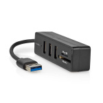 Nedis USB Hub | USB-A Male | 3x USB A Female | 5 port(s) | USB 3.2 Gen 1 | USB Powered | 5 Gbps | SD & MicroSD