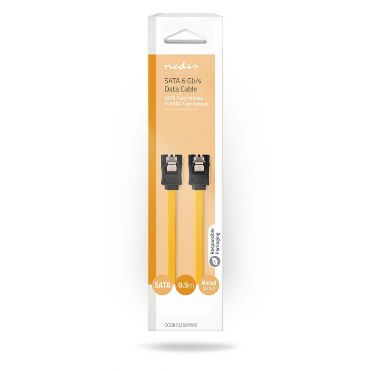 Nedis SATA Cable | 6 Gbps | SATA 7-Pin Female | SATA 7-Pin Female | Nickel Plated | 0.50 m | Flat | PVC | Yellow | Box