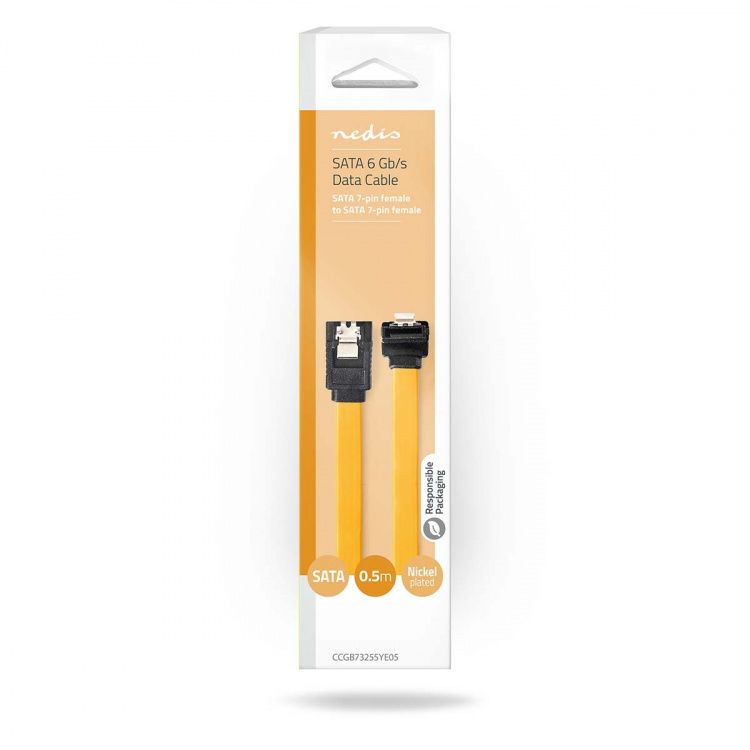 Nedis SATA Cable | 6 Gbps | SATA 7-Pin Female | SATA 7-Pin Female | Nickel Plated | 0.50 m | Flat | PVC | Yellow | Box